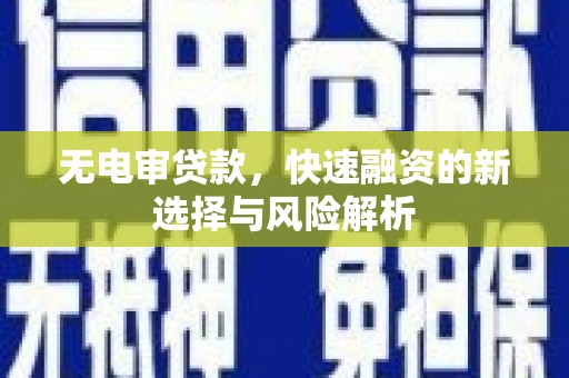 延边无电审贷款，快速融资的新选择与风险解析